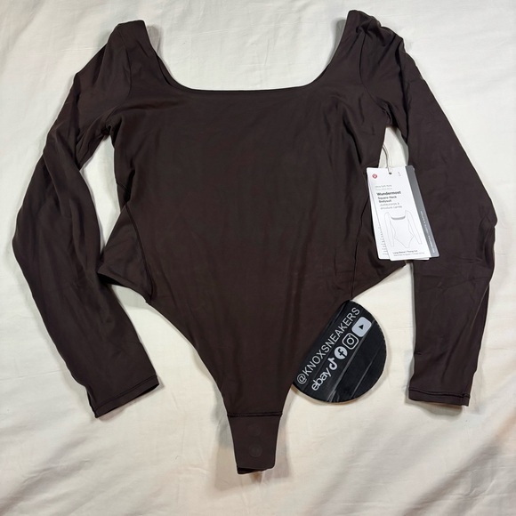 lululemon athletica Tops - Lululemon Nulu Square-Neck LS Bodysuit ESPR Espresso Brown Women’s Size Large